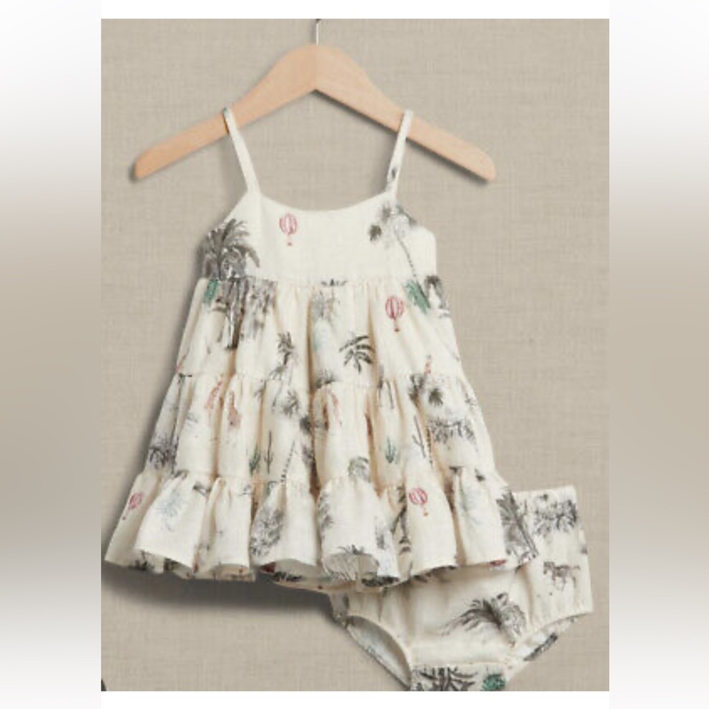 Banana Republic Baby NWT Linen Tiered Dress Landscape 12-18 months Summer 2022